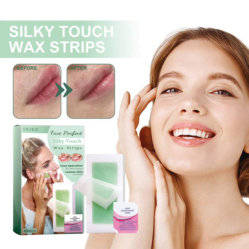 40Pcs Depilatory Wax Strips Silky Touch Wax Strips Facial Hair Removal Wax Paper For Face Neck Arm Leg Body Beauty Tools Qme