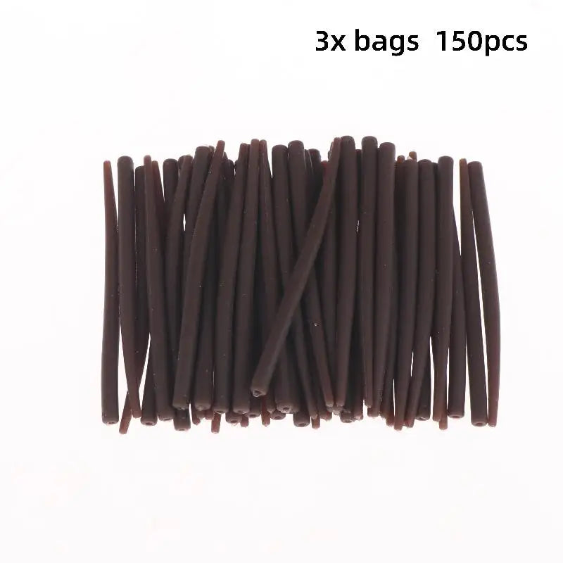 50 Carp Fishing Rig Anti Sleeves Terminal Accessories Winding Hook Qme Coffee 150pcs