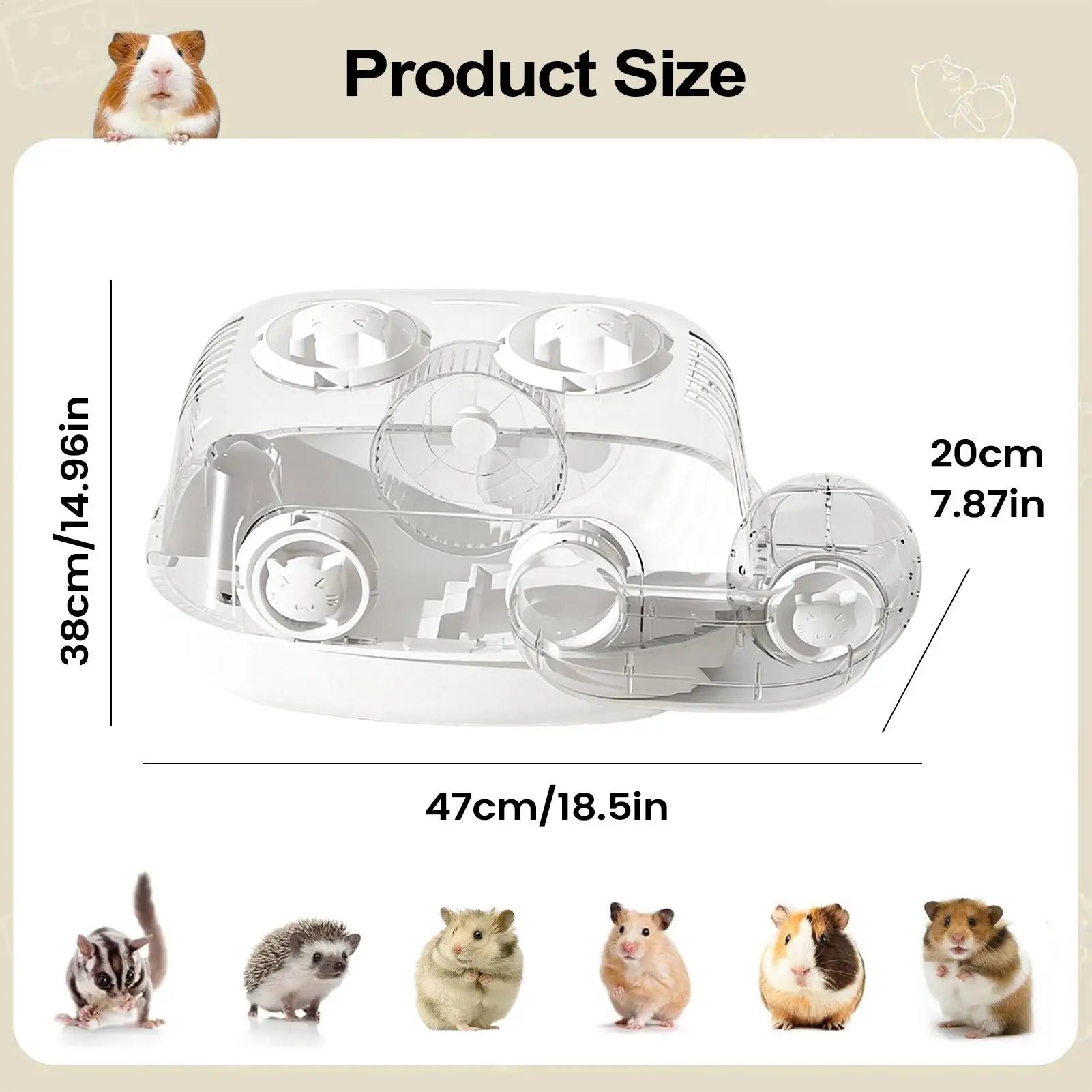 Dwarf Hamster Cage Habitat Tunnel Pet Small Enclosure Hedgehog Gerbil Qme