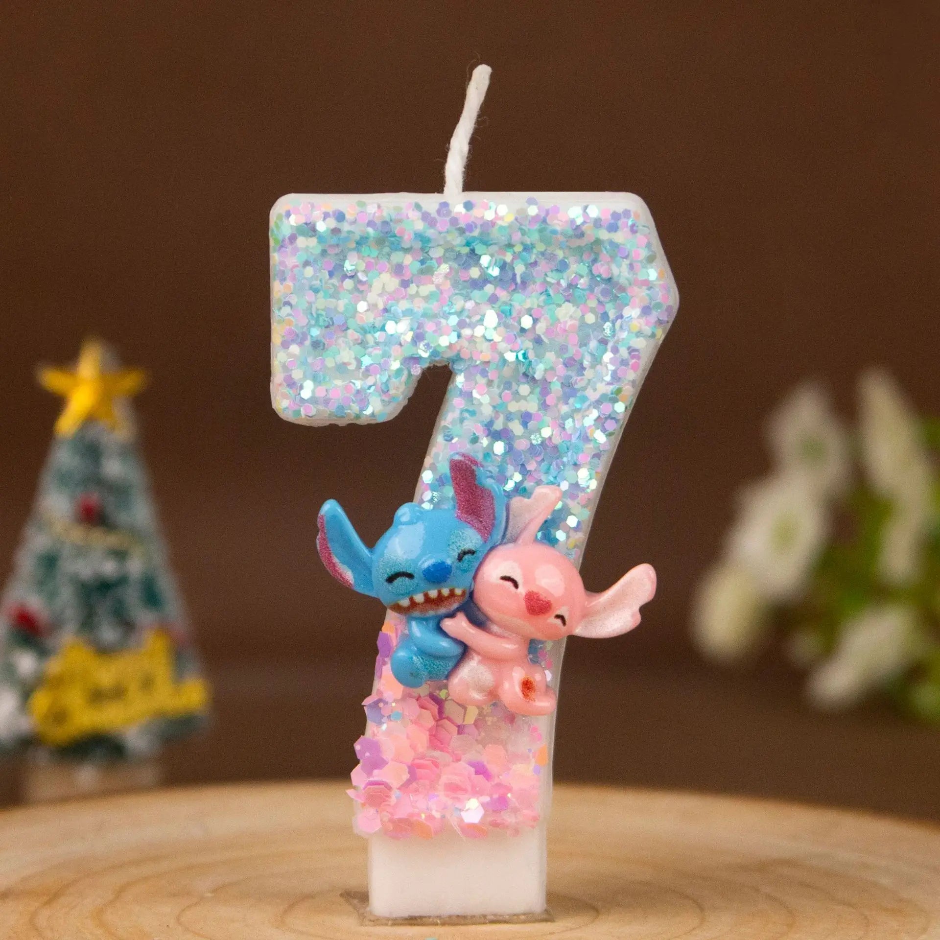 Stitch and Lilo Couple-Themed Number Candles Creative “Hugging” Candles for Birthday Cakes Festive Candles Qme 7