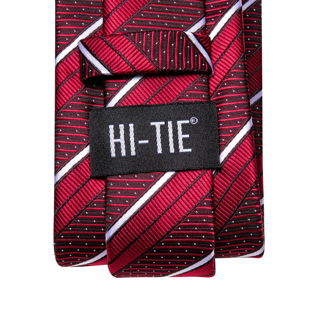 Hi-tie Red Blue Striped Business Mens Tie Jacquard Necktie Qme