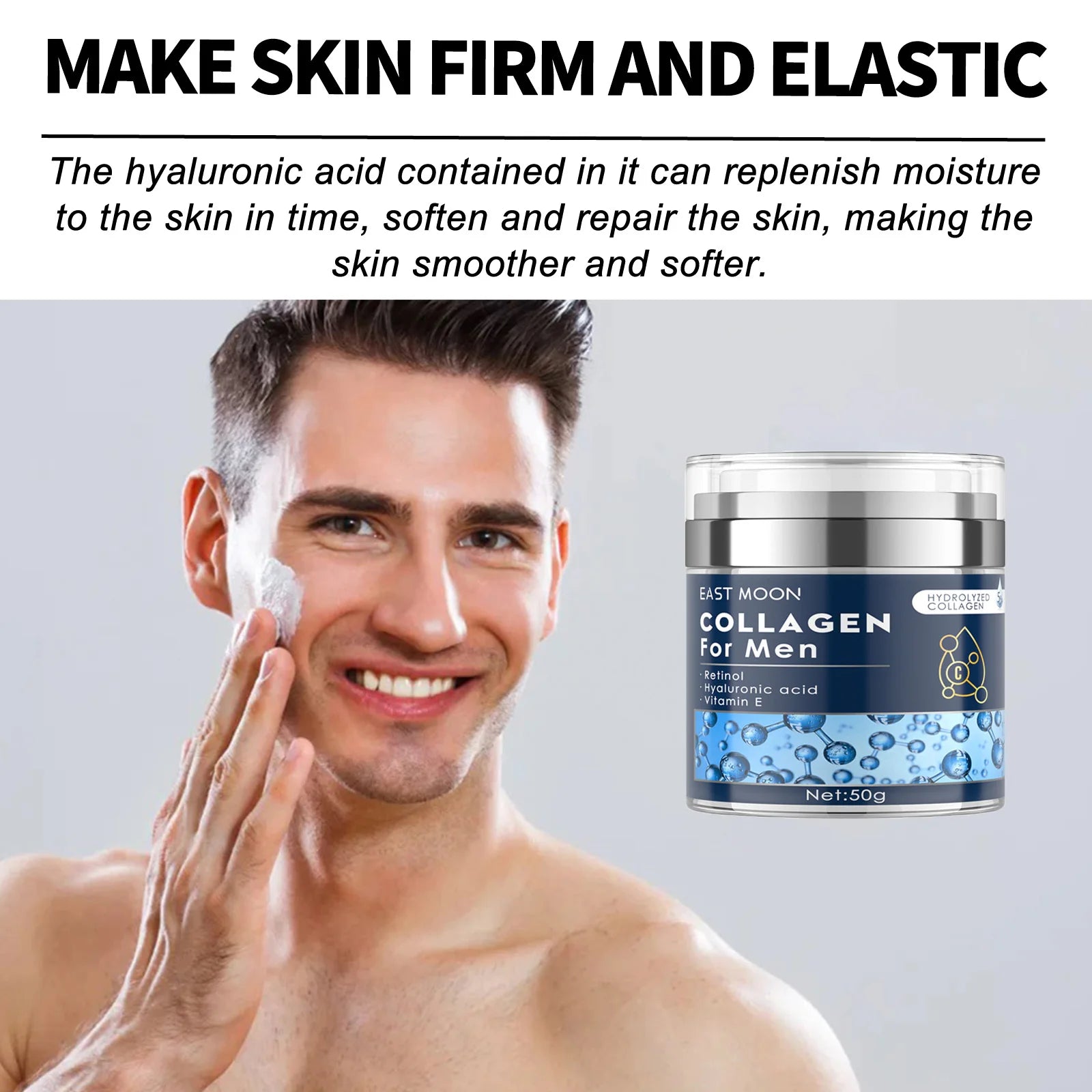 Men's Retinol Collagen Face Cream Hydrating Lifting Firming Fade Fine Lines Brighten Skin Tightening Anti-Wrinkle Men Skin Care Qme