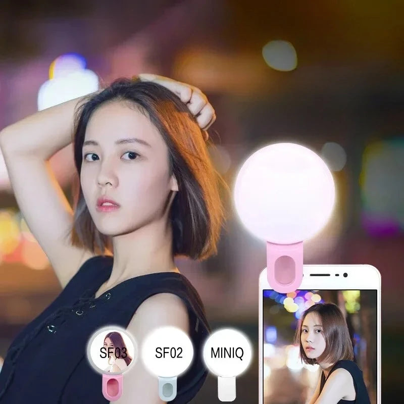 Mobile Phone LED Selfie Ring Light Portable Mini Durable Practical Three Stop Dimming Circle Photography Clip Fill Light Qme