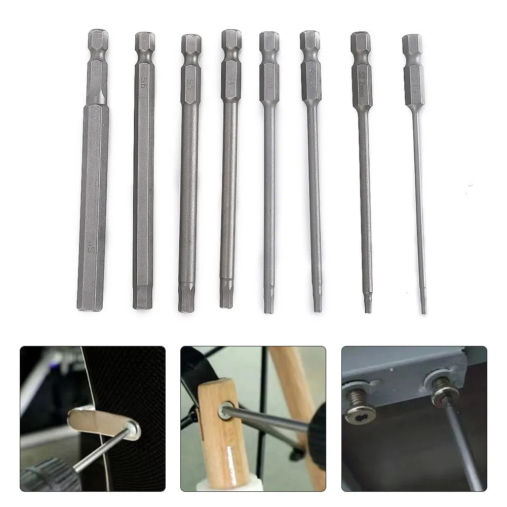 8pcs Hex Head Allen Wrench Drill Bits Set 100mm SAE Metric Allen Electric Hexagonal Bit Screwdriver Socket Bit Power Tool Parts Qme