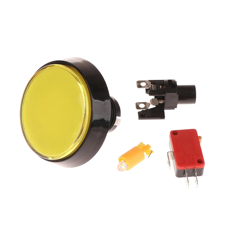 Arcade Button DC 12V LED Large Round 5 Micro Switch Auto Reset Cabinet Qme Yellow