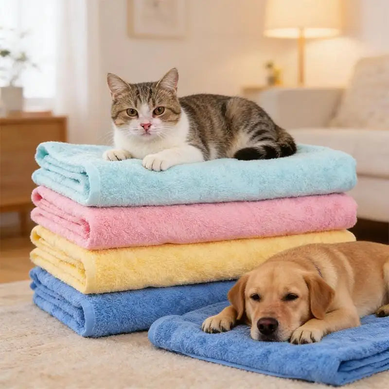 Pet Grooming Towel Soft Dog Suede Fabric Bath Absorbent Qme