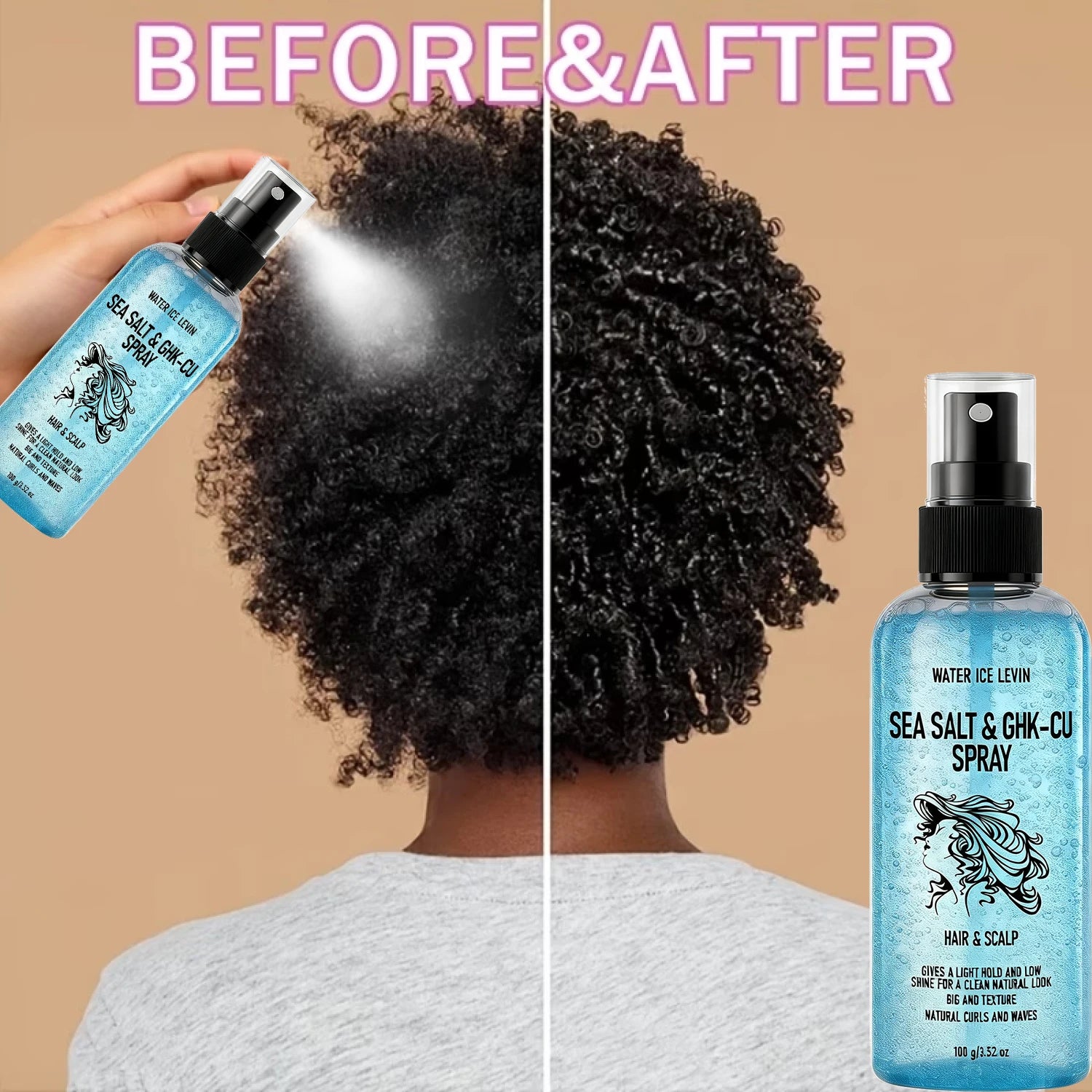 Biotin Keratin Sea Salt Hair Spray, GHK-Cu Infused Create Natural Curls & Hair Texture Qme