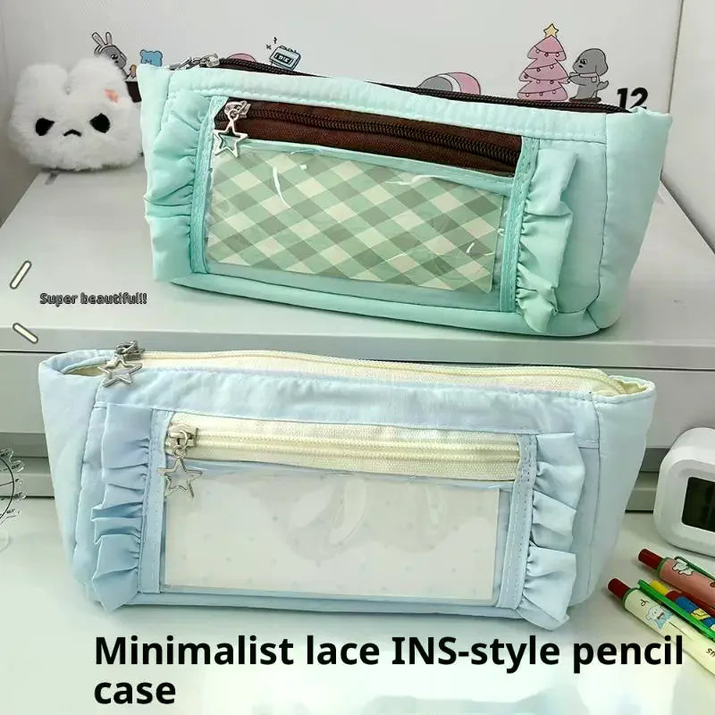 Cute Pencil Case Pens Pouch Large Capacity Simple Aesthetic Bag Qme