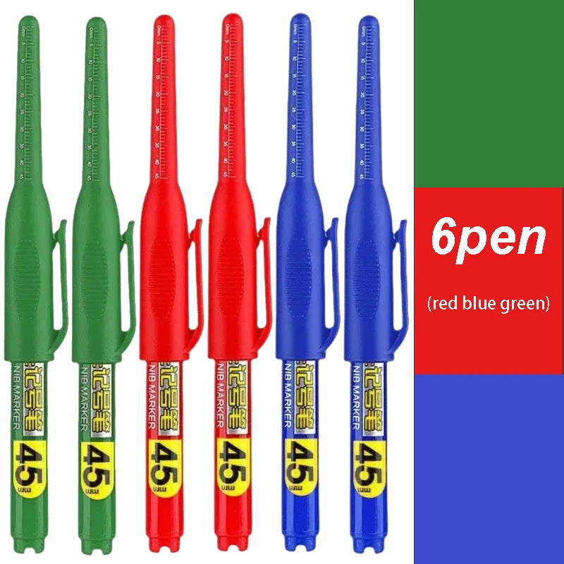 1- Waterproof Deep Hole Marker Pens Long Nib Head Carpenter Pen Black