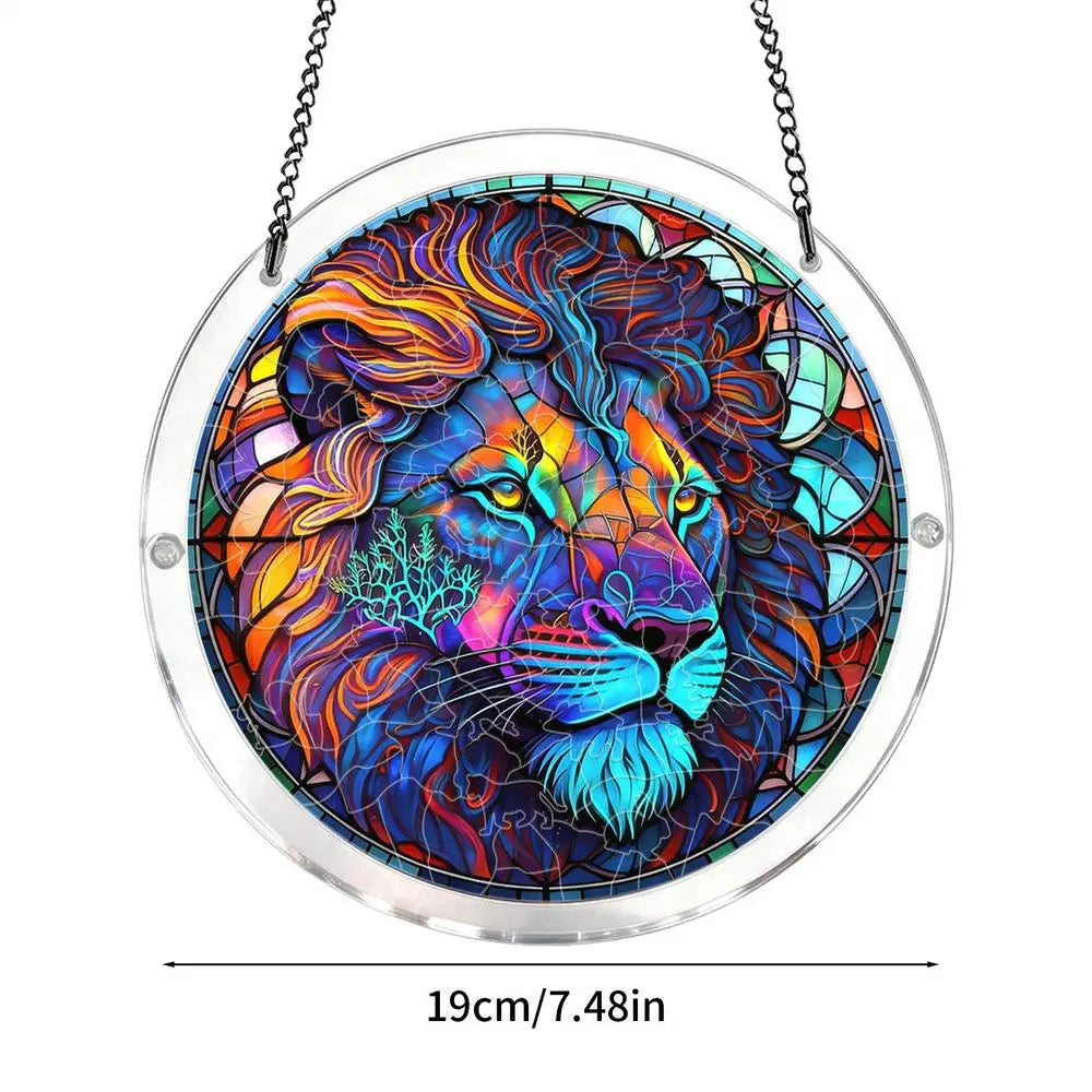 Jigsaw Puzzle Suncatcher Acrylic Animal Pattern Stained Art Decor 7 Qme lion China Mainland