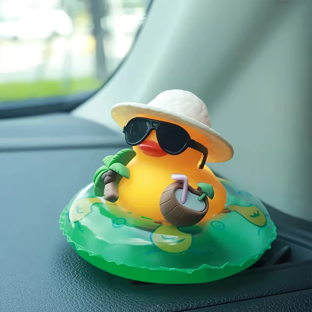 Summer Duck Cart Decoration Featuring Coconut Trees Green Swimming Qme
