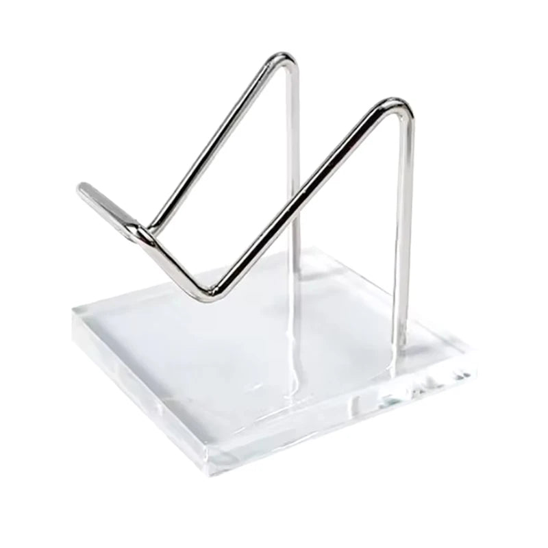 Metal Mineral Display Stand Acrylic Base Crystal Jewelry Stone Shelf Qme Silver-L