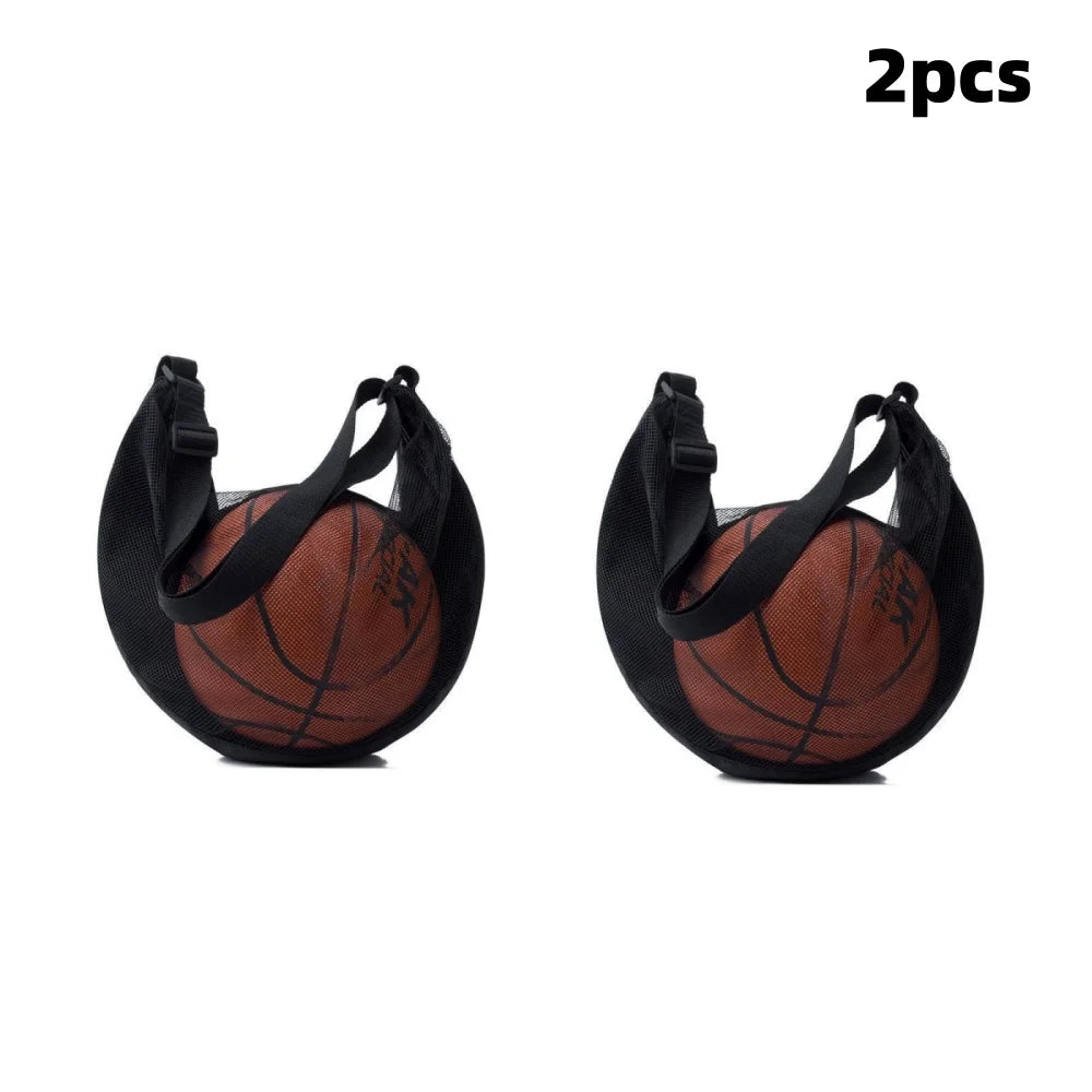 Single Shoulder Crossbody Single Ball Storage Bag Basketball Soccer Volleyball Anti-Tear Training and Fitness Mesh Zipper Bag Qme 2pcs