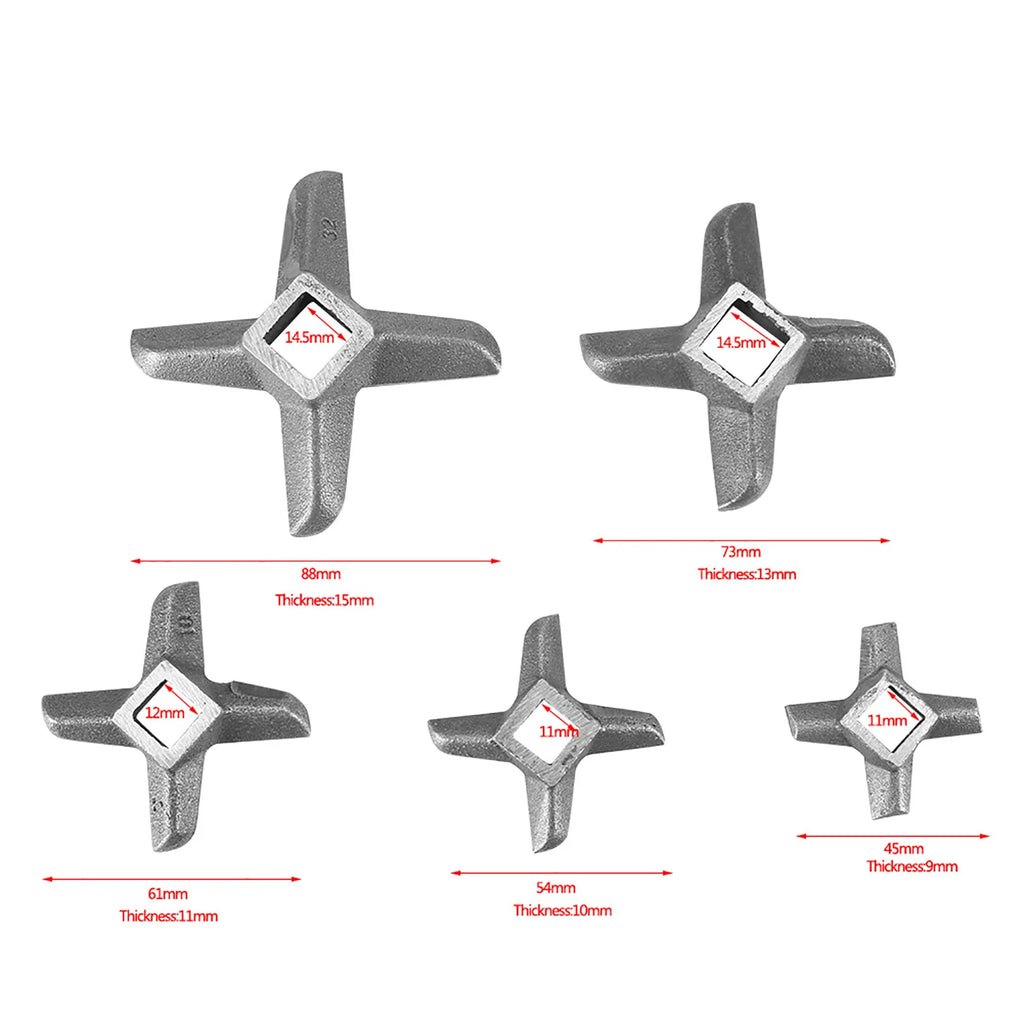 1Pc Meat Grinder Knife Mincer Plate Disc Knife with Hole Replacement Accessories Steel Kitchen Food Meat Blade Mincers Cutter Qme