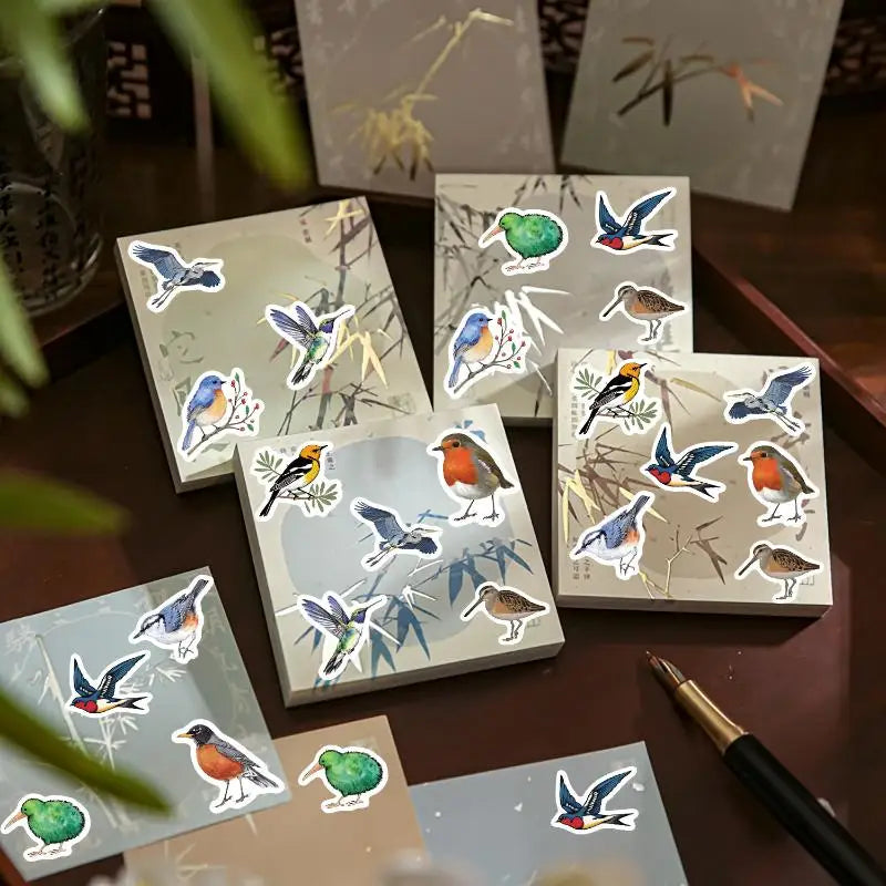 500pcs/roll Bird Roll Stickers Phone Scrapbook Envelope Gift Water Cup Guitar Skateboard Notebook Waterproof Decorative Qme