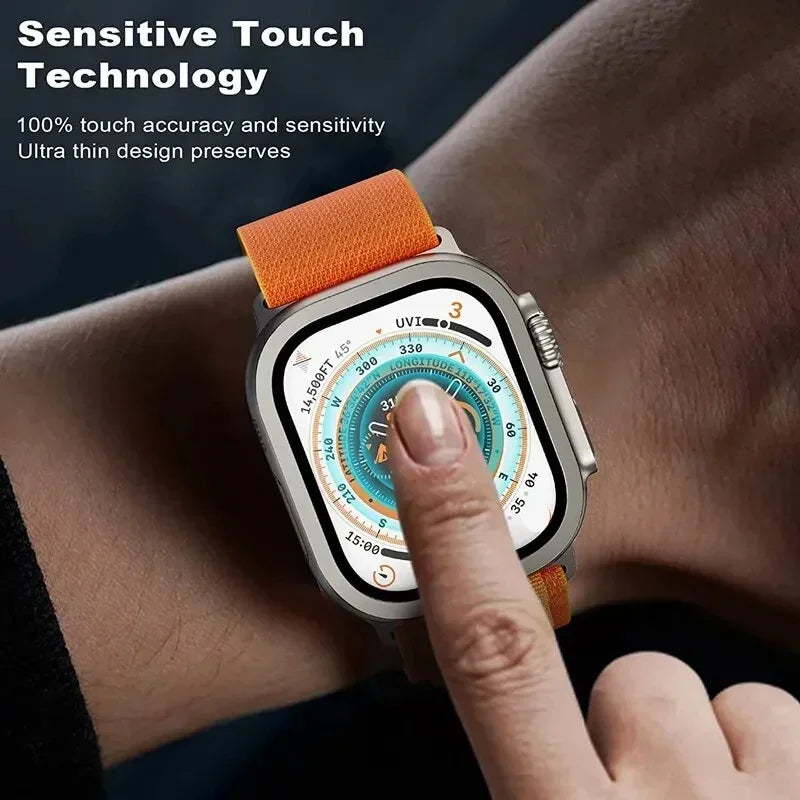 2PCS Tempered Glass For Apple Watch Ultra 49mm Screen Protector Anti-Scratch HD Metal Bumper Full Film for IWatch Ultra 49mm Qme