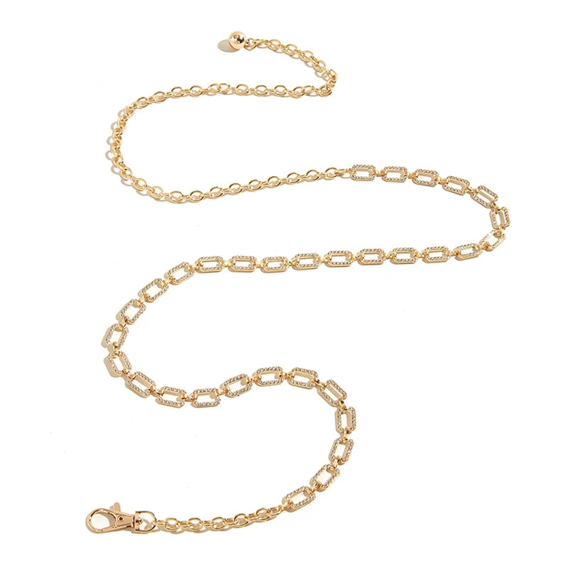 Fashion Women's Rhinestone Belt Metal Slim Waist Chain Versatile Qme