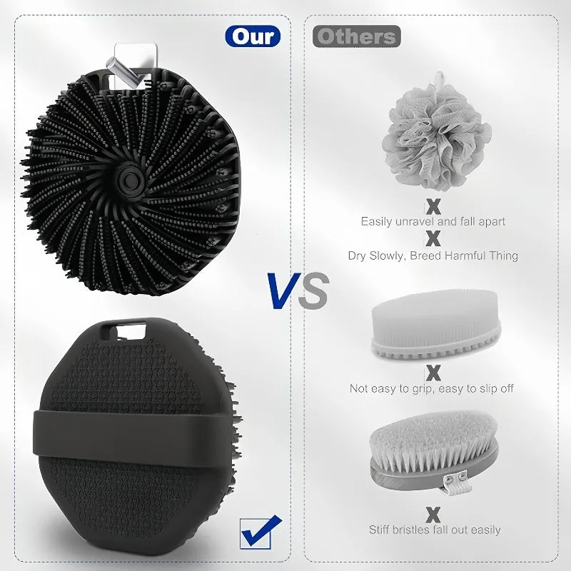 Long Handle Silicone Bath Brush Body Back Face Gentle Exfoliating Qme