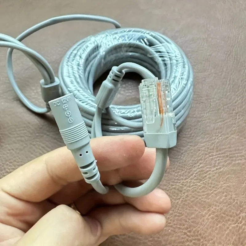 1PCS RJ45 Network Camera Cable Power Ethernet Combo Cable 2-in-1 Surveillance Camera Connection Wire Qme
