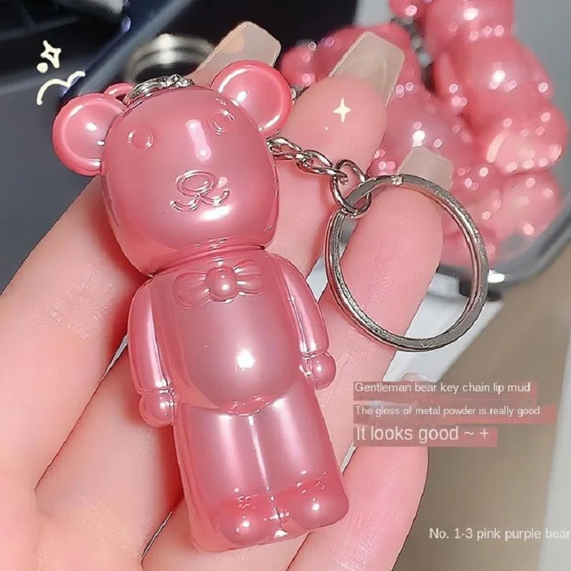 Keychain Pendant Cartoon Bear Lip Glaze Gentleman Velvet Mud Matte Qme