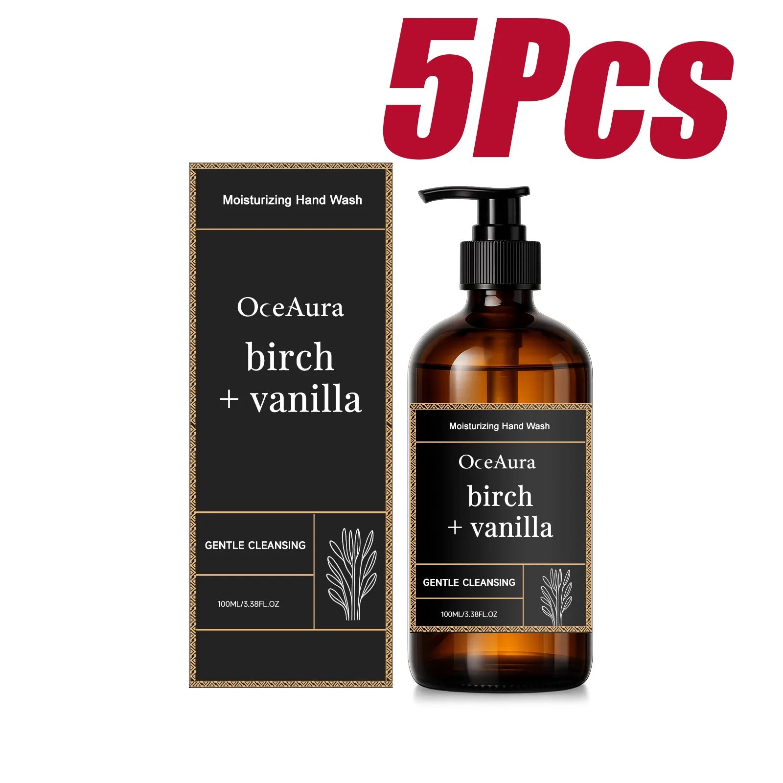 Moisturizing Hand Wash Vanilla Extract Nourishing Liquid Soap Gentle Cleansing Hand Soap for Daily Use Soft Hands Family Care Qme 5 x 100ml Boxed