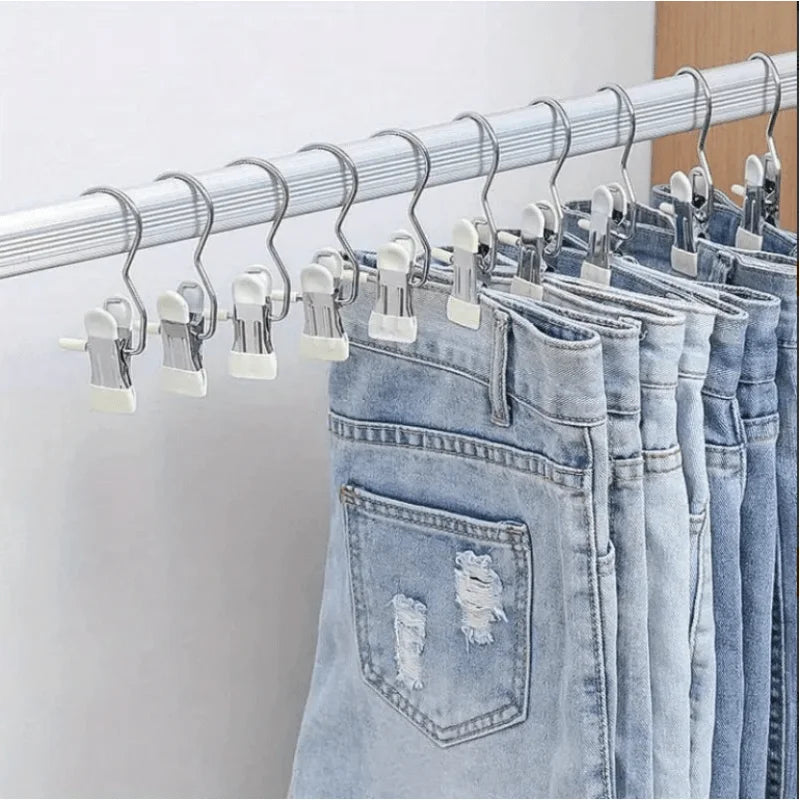Multi Functional Metal Pants Hangers With Anti Slip Clips Space Saving Closet Organizer For Jeans Skirts Trousers Storage Qme