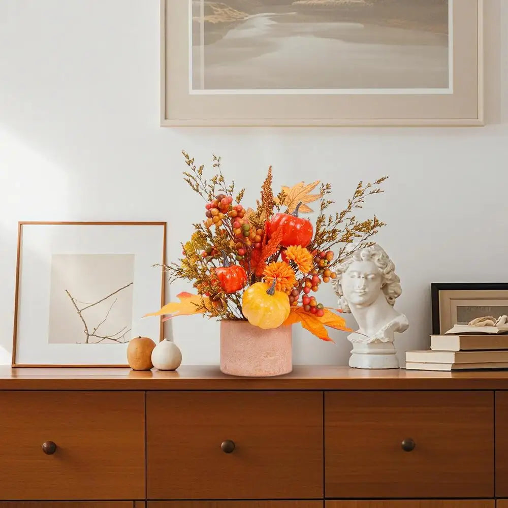 Fall Centerpieces Fake Pumpkins Thanksgiving Table Decor Artificial Plants Party Supplies For Halloween Office Autumn Desk Qme Orange China Mainland