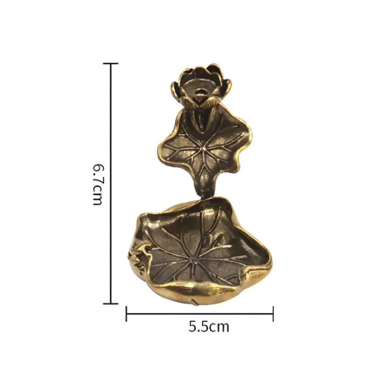 Copper Frog Lotus Pond Censer Holder Ornaments Tea Pets Antique Brass Qme A1