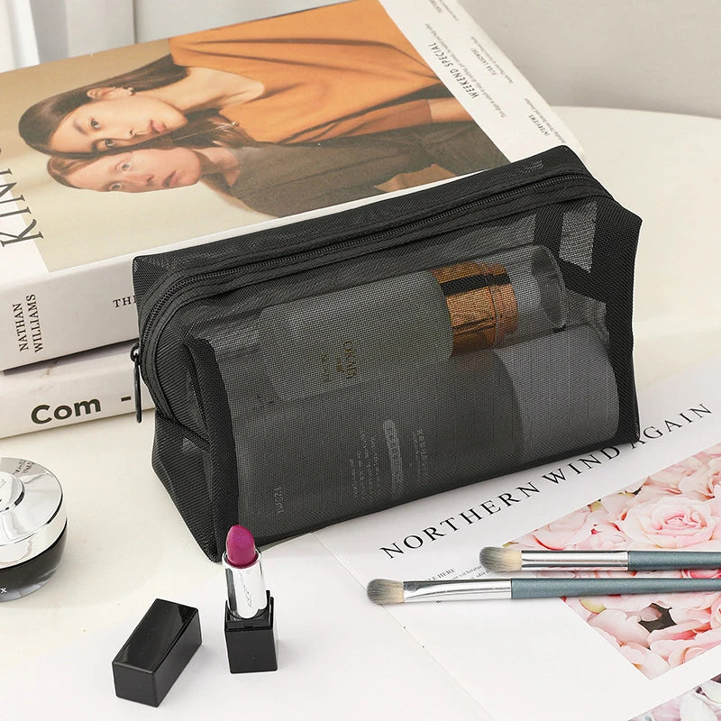 Simple Cosmetics Storage Bag For Women Large-capacity Waterproof Travel Portable Toiletries Storage Package Mesh Zipper Bag Qme