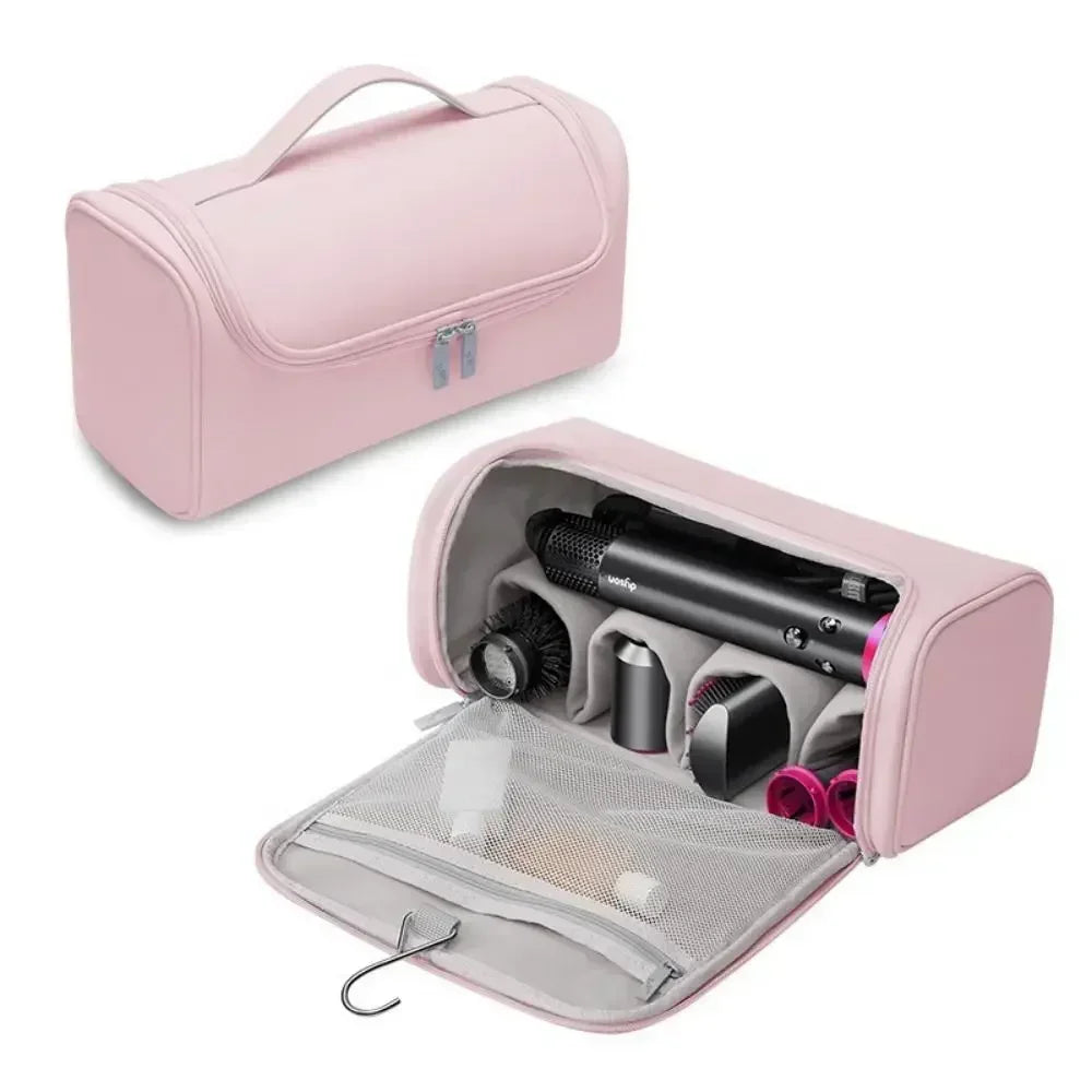 Hideable Hanging Hook Hair Dryer Case Portable Non-slip Tools Pouch Qme Pink