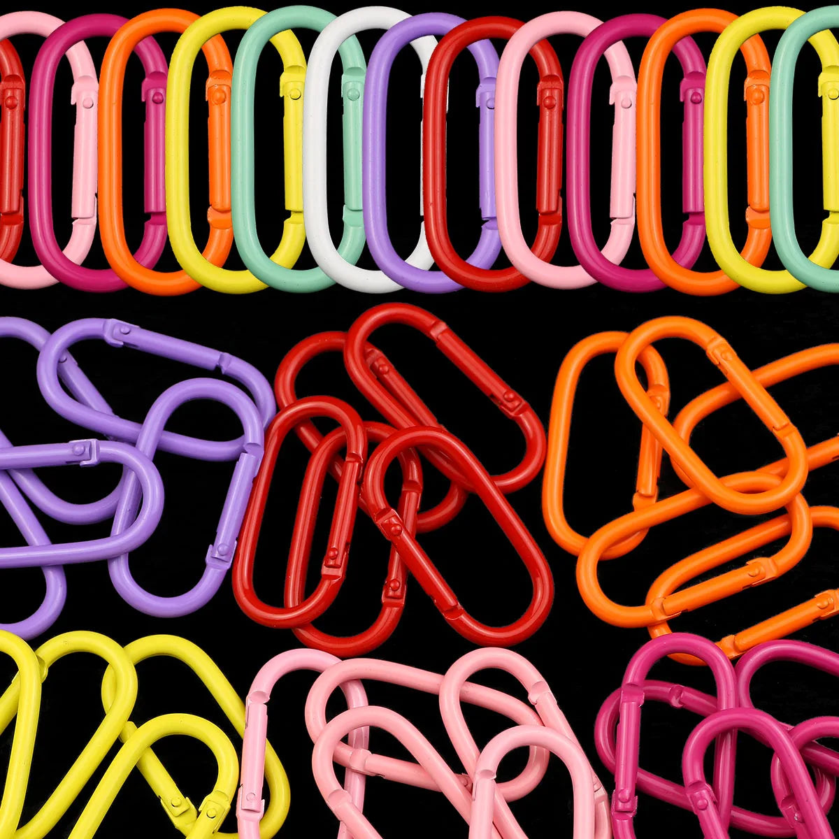 2~10pcs Colorful Oval Spring Carabiners 25x50mm Zinc Alloy Keychain Clips For DIY Jewelry Making Accessories And Outdoor Gear Qme