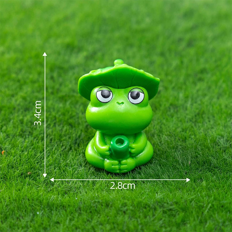 Fishing Frog Panda Figurines Ornament Animal Figure Doll Fish Tanks Qme A1