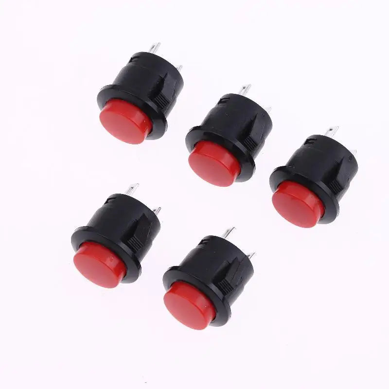 5 Pcs Momentary Push Button Switch R13-507 16mm Round Switch 2Pins ON-OFF Self-reset Panel Mounting Qme Red 5pcs