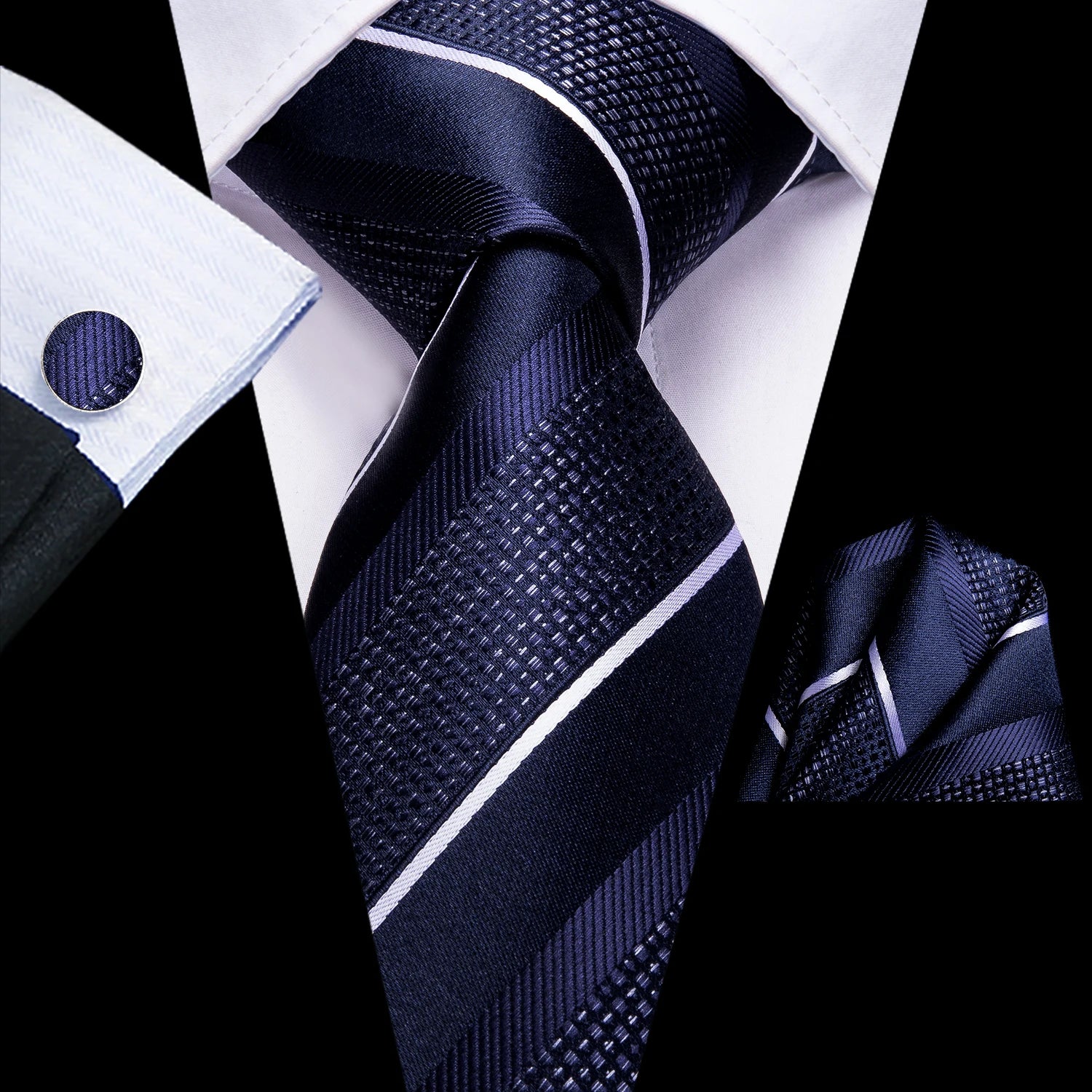 Tie Men 3-Piece Wedding Accessories Cufflinks Pocket Handkerchief Qme DPTH-LDSN3373