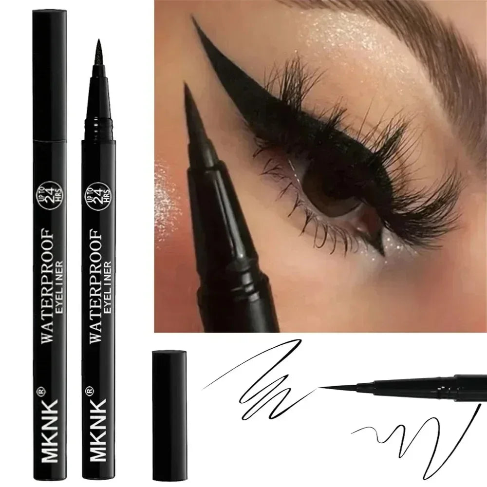 1/2 PCS Black Quick-Dry Eyeliner Pencil - 24H Lasting Smooth Matte Waterproof Anti-Smudge Liquid Eyeliner Makeup for Eyes Qme
