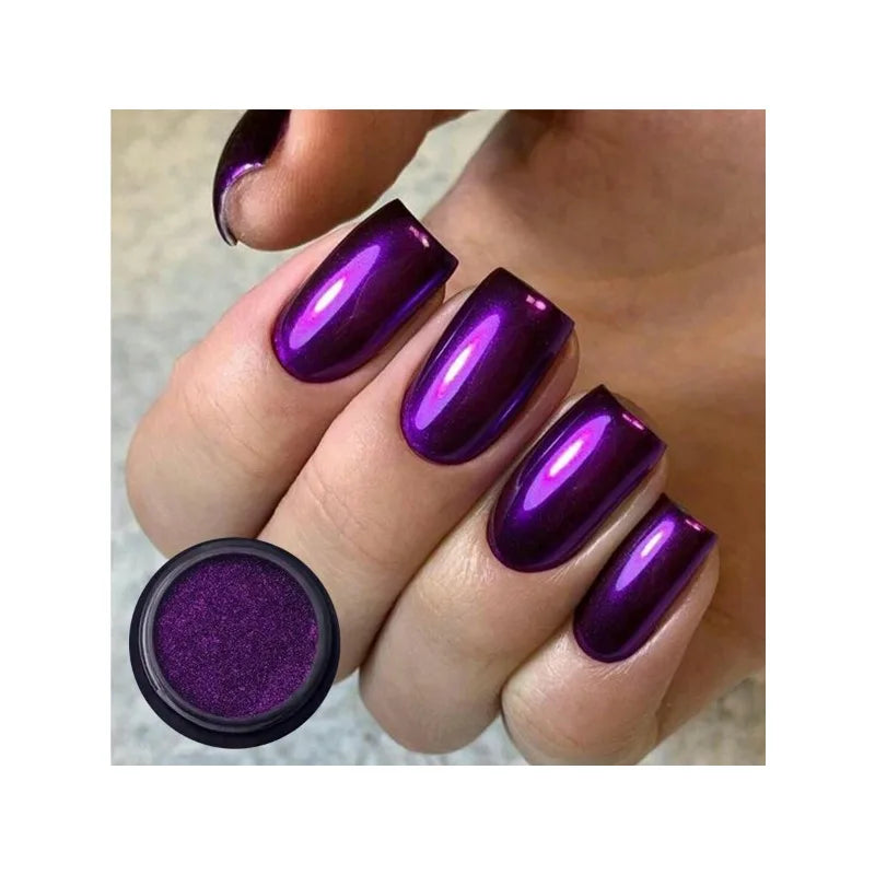 1Boxs Magic Mirror Powder Metal Chrome Nail Gel Polish Art Glitter Qme purple