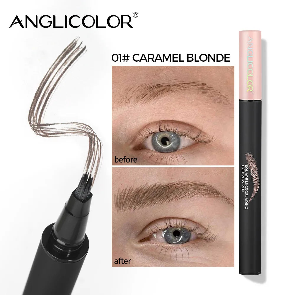 4-Sided Angle Brush Tip Wild Eyebrow Painting Liquid Ash Tea Brown 3D Dye Dip Eyebrow Enhancers Tinted Hairline Modification Qme 01