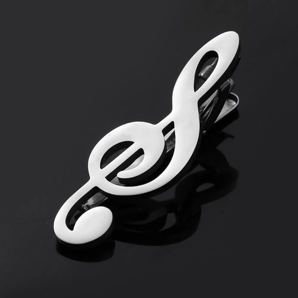 Treble Clef Guitar Tie Clip Titanium Steel Punk Music Note Pin Qme Style 4