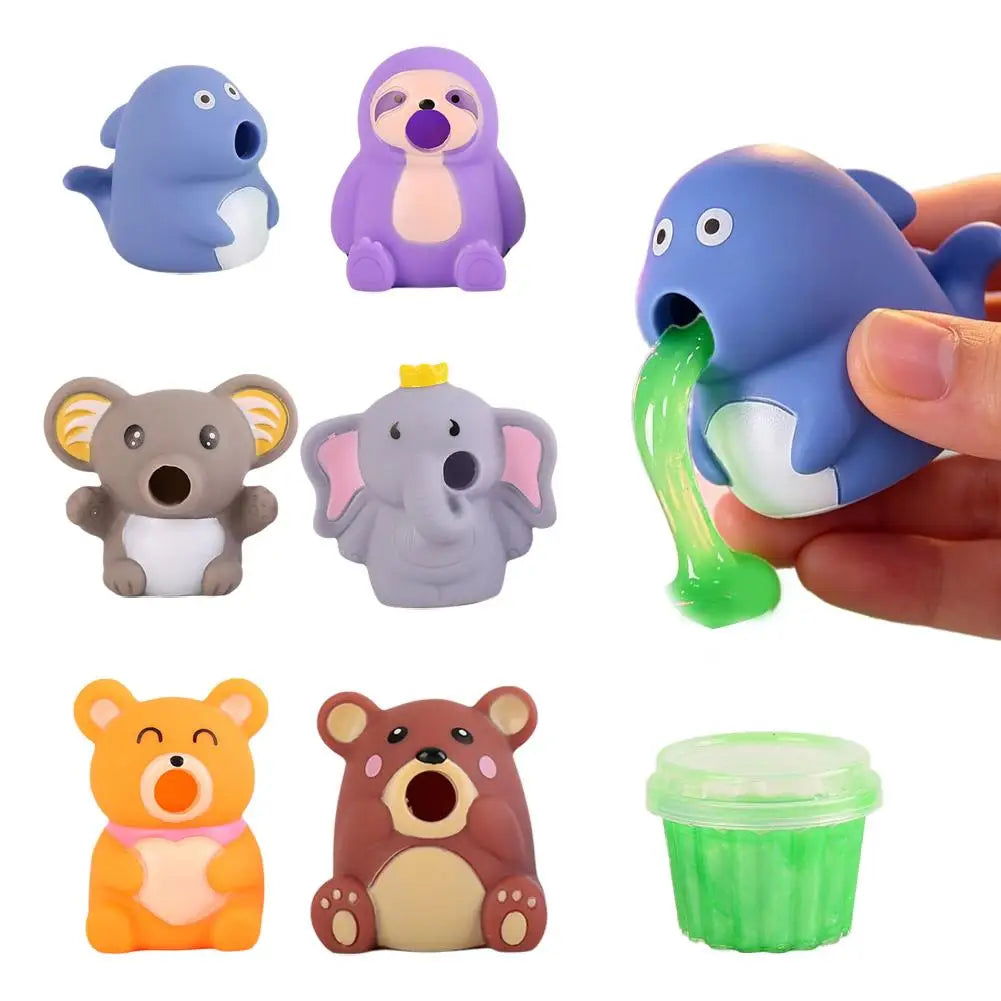 Animal Slime Squeeze Toy Puking Sucking Stress Relief Reusable Qme