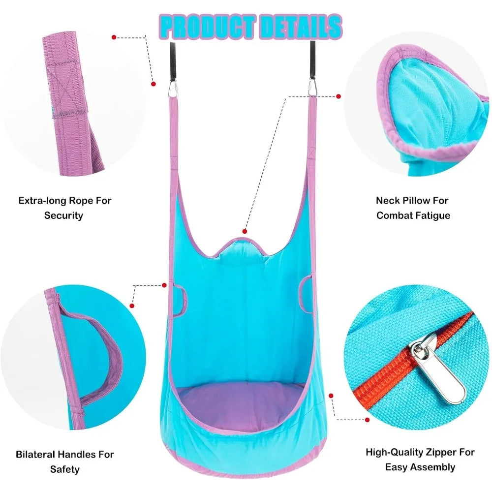 Kids Pod Swing Seat Cotton Child Hammock Swing Chair Sensory Swing for Indoor Outdoor for Children with Autism ADHD Asperger Qme