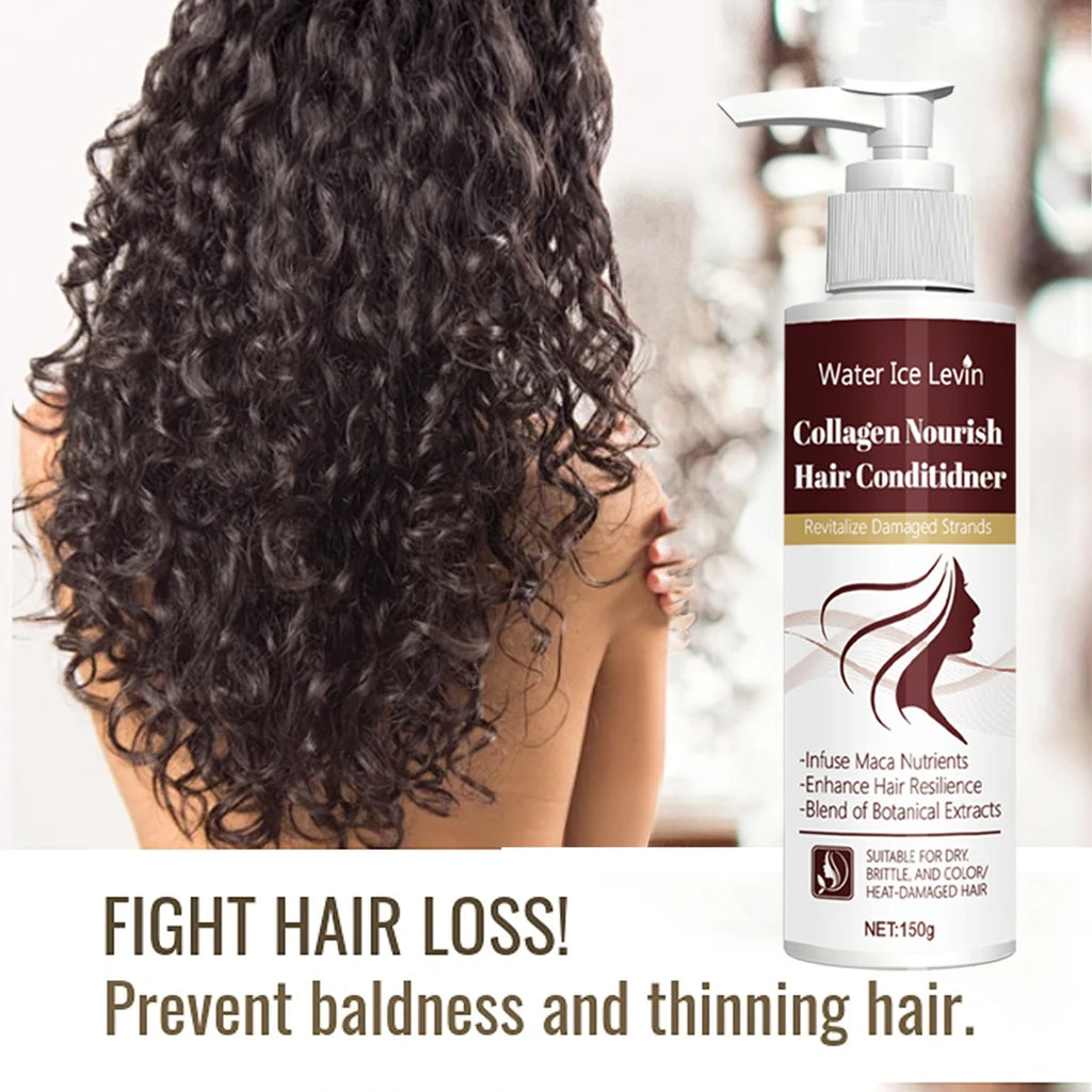 Collagen Nourish Hair Conditioner with Maca Root - Revitalizes Dry, Brittle, Color & Heat-Damaged Hair for Softness & Shine. Qme
