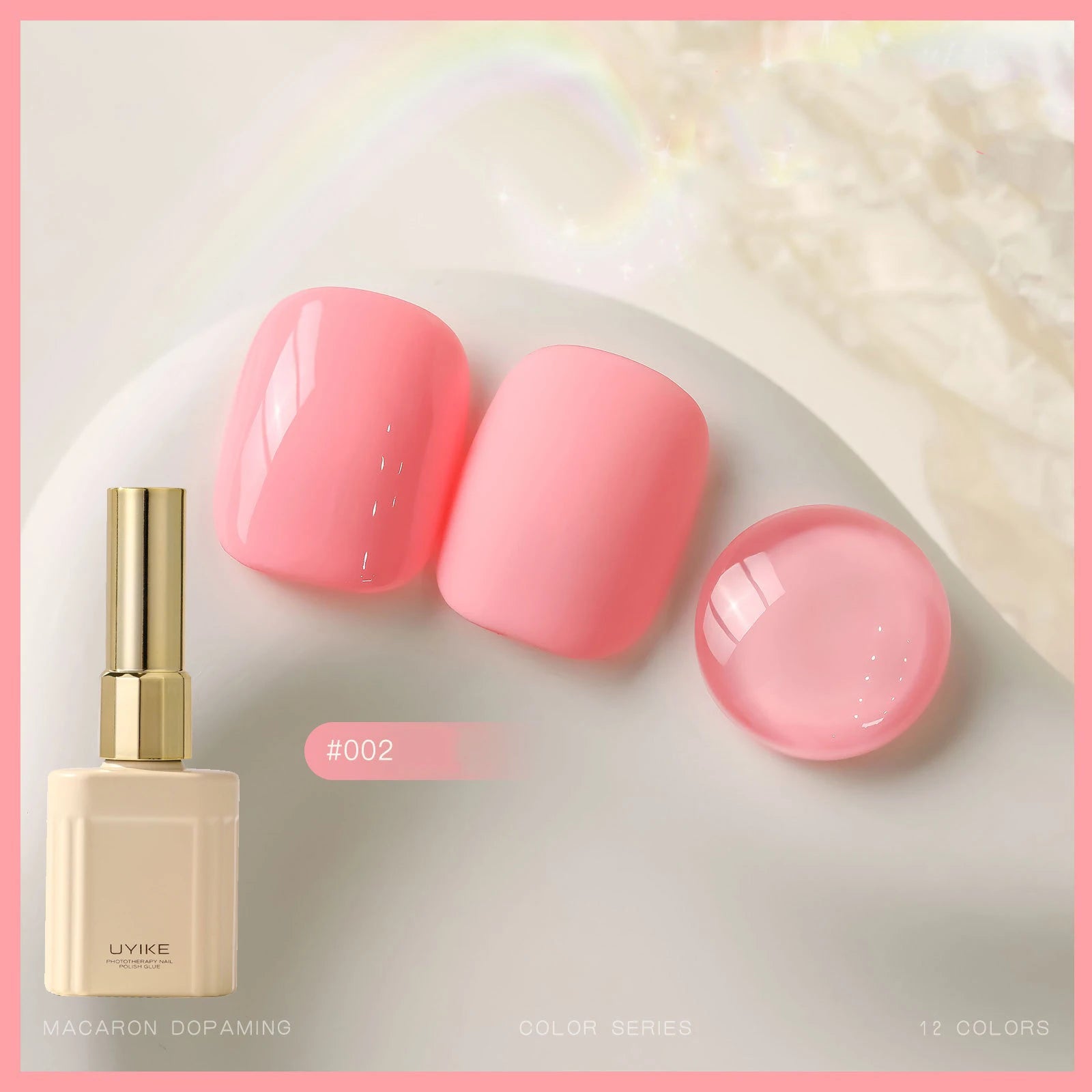 12 Colors Candy Macaron Gel Nail Polish Set, High Saturation Pastel Jelly Gel Polish, Soak Off UV LED Nail Art Manicure Set 15ml Qme 02