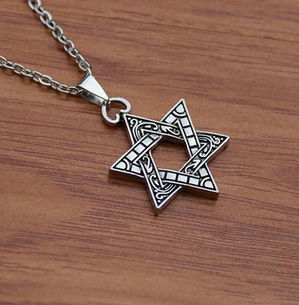 70 cm Jewelry for Men Boys Six-pointed Star of David Pendant Necklace Double-sided Retro Titanium Steel Punk Hip Hop Necklace Qme