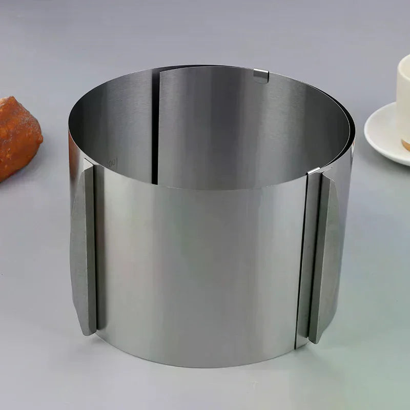 Stainless Steel Height 15CM Retractable Mousse Ring Circle Mold Rustproof Adjustable With Scale Cake Rings For Baking Qme