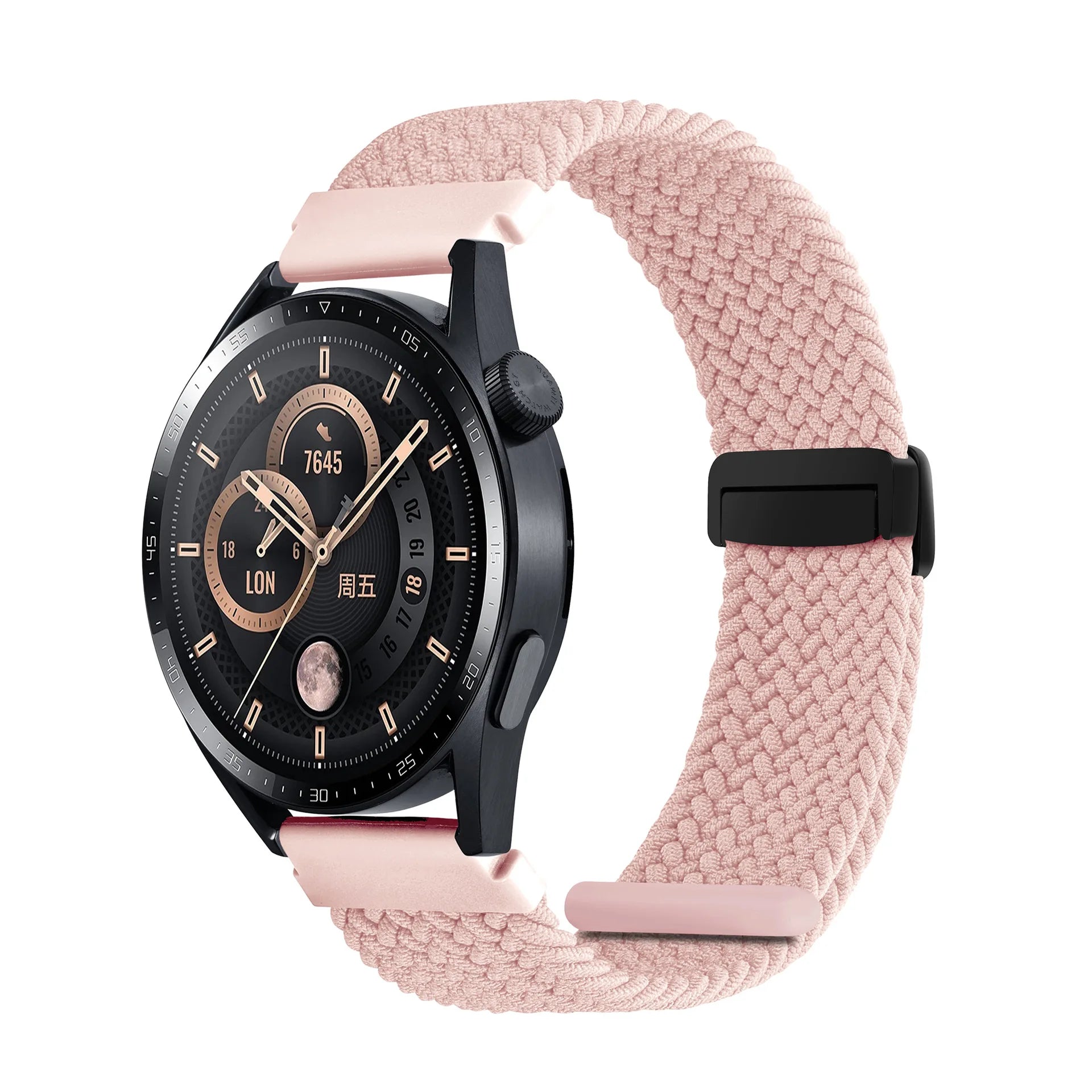 A Adjustable Nylon Braided Watch Strap with Folding Buckle Magnetic Wristband for Samsung Watch 5 6 7 Huawei GT5 GT6 Qme Silt color 20mm