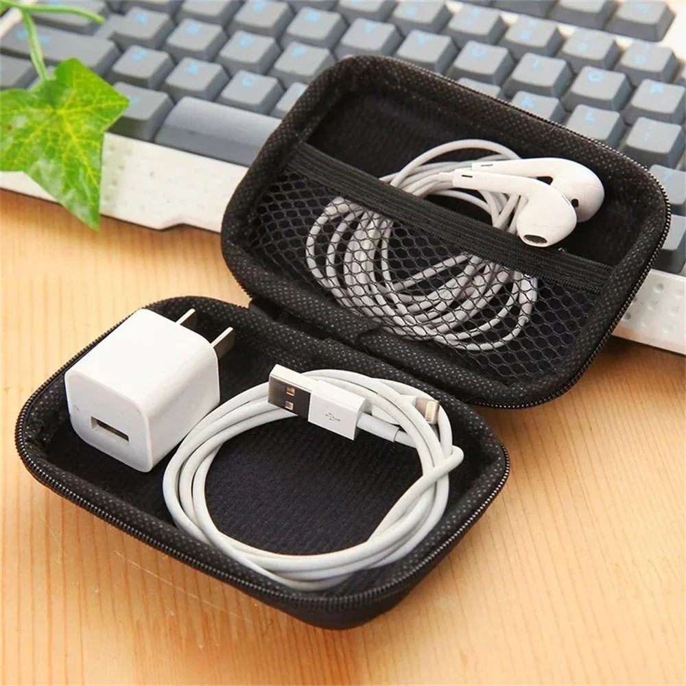 Headphone Storage Bag Mobile Phone Charger Data Cable Protection Bag Data Cable Usb Flash Drive Travel Portable Eva Zipper Bag Qme
