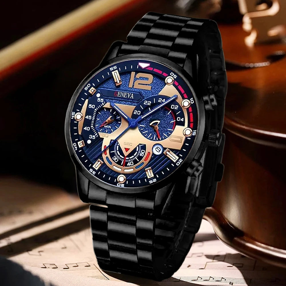 3PCS Men's Watch Set Business Trend Fashion Classic Quartz Watch Suitable for Daily Clothing Matching or Holiday Gifts Qme