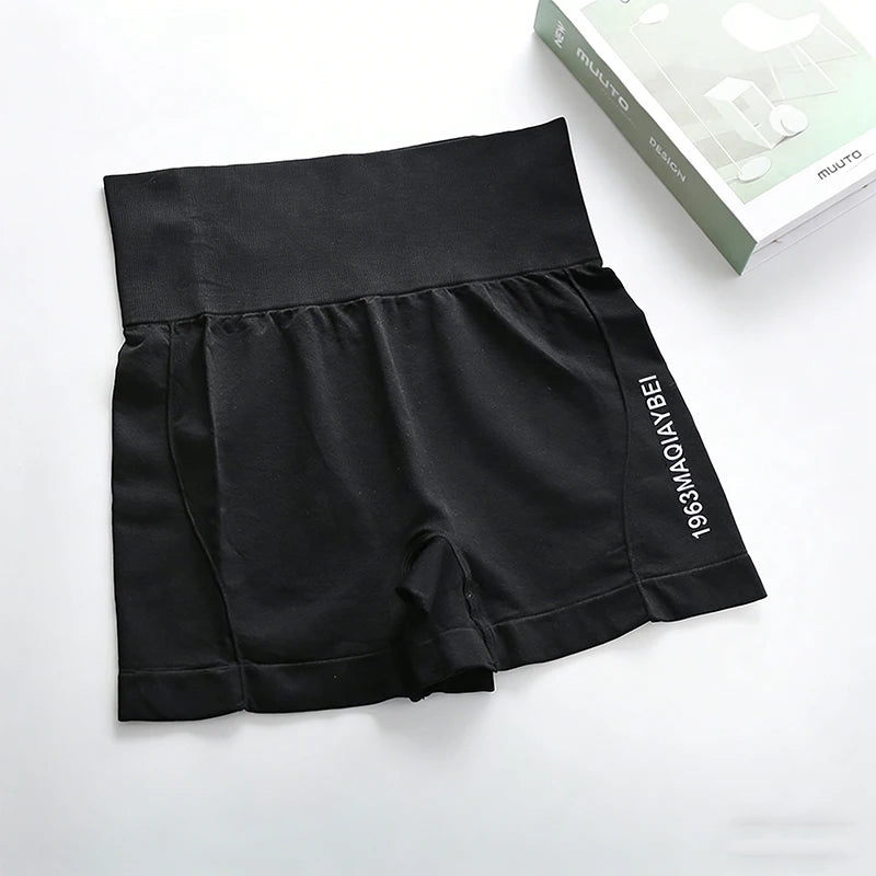 Waist Sports Women's Cycling Jogging Fitness Shorts Seamless Thin Qme black