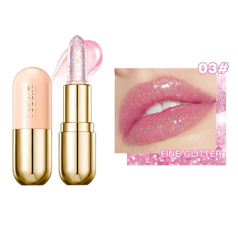 Shining Jelly Lipstick Color Change with Temperature Lip Stick Hydrating Moisturising Reduce Lip Wrinkle Color Changing Lipstick Qme 03