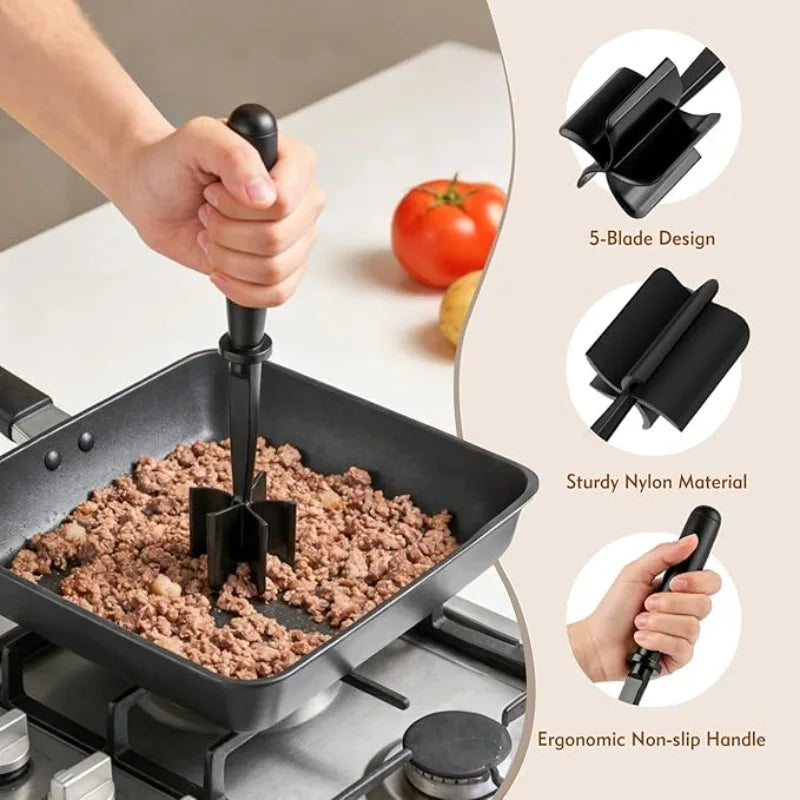 1pc Handheld Meat Chopper High-quality Heat-resistant Masher Mix Grind and Mash Minced Meat Kitchen Meat Cutter Qme